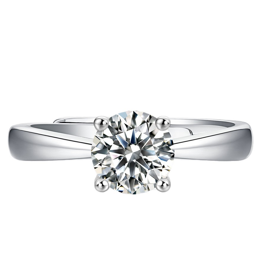 S925 Silver Four-Prong Moissanite Ring