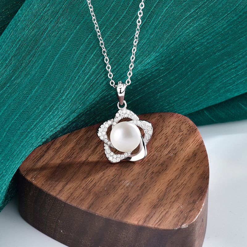 S925 Sterling Silver Moissanite Natural Pearl Pendant Necklace