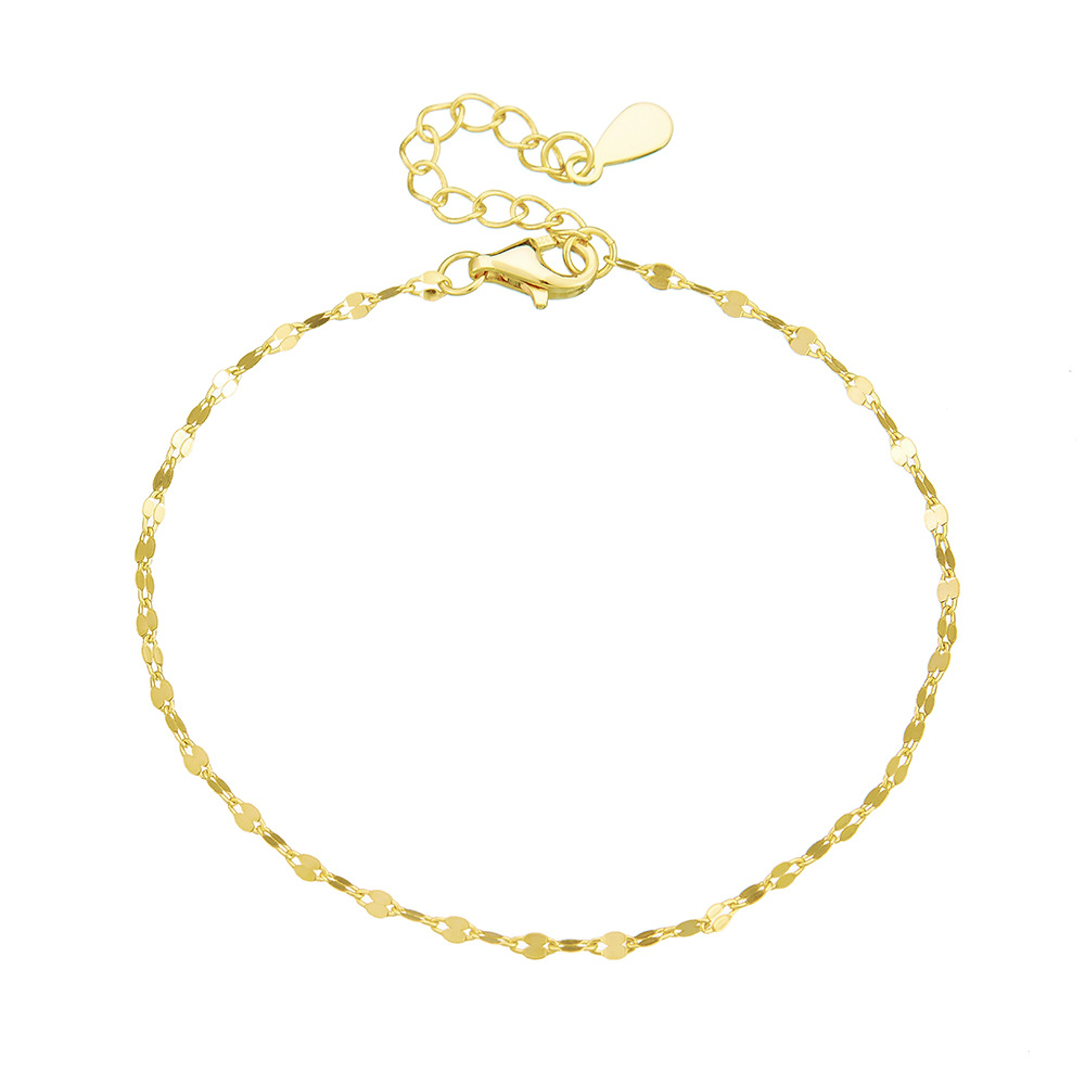 S925 Sterling Silver Plated 14K Gold Simple Bracelet