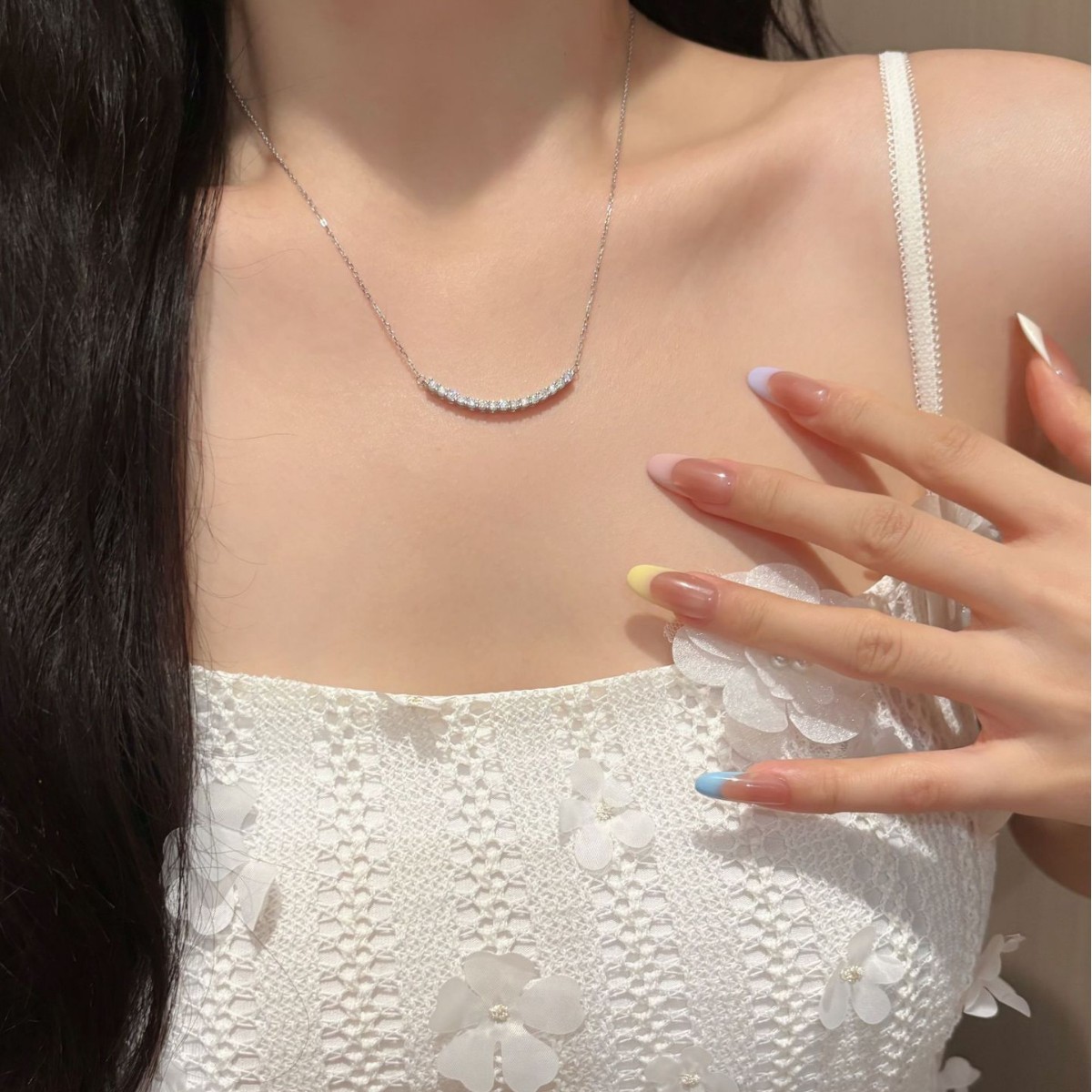 S925 Sterling Silver "Smile" Moissanite Necklace