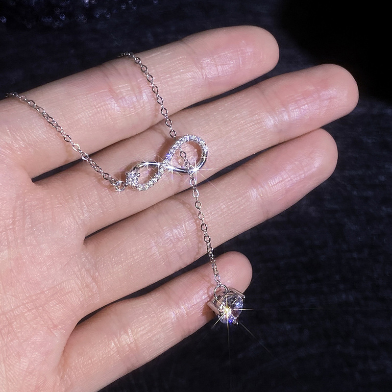 S925 Sterling Silver Moissanite Unlimited Symbol Tassel Necklace