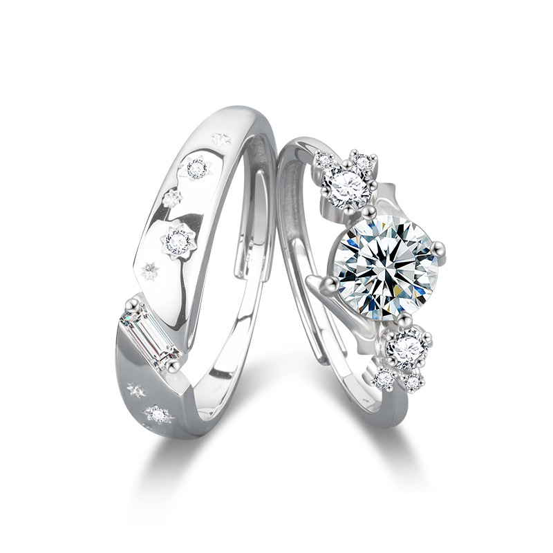 S925 Sterling Silver Moissanite Starry Lovers Ring
