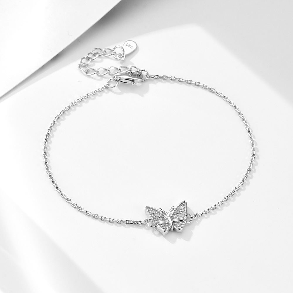S925 Sterling Silver Zircon Butterfly Bracelet