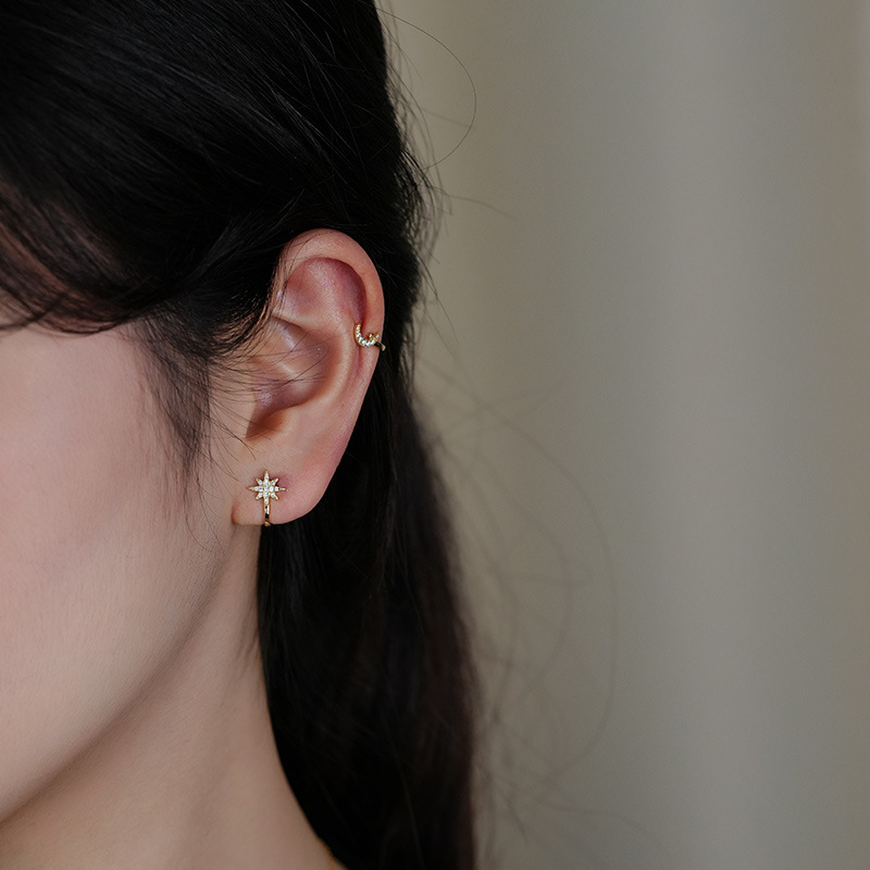925 Sterling Silver Zircon U-Shaped Ear Cuff (Non-Pierced)