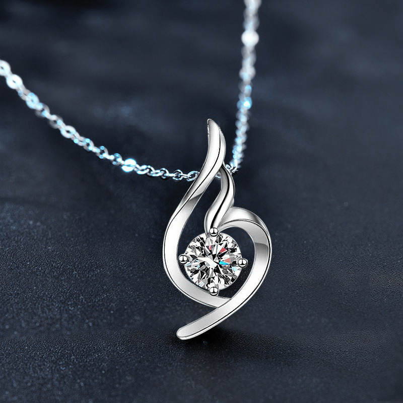S925 Sterling Silver Moissanite Angel Pendant Necklace