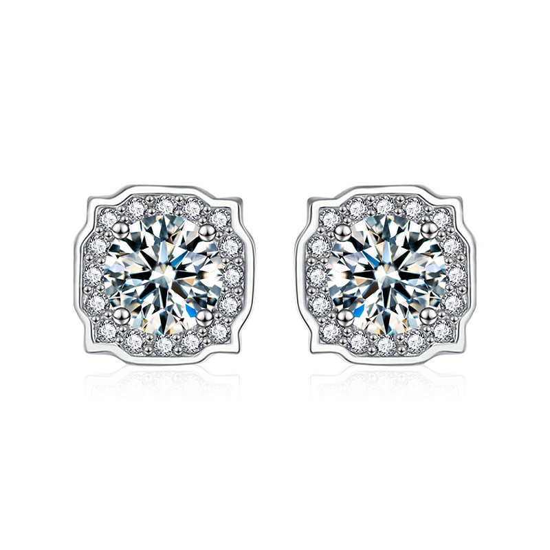 Moissanite & S925 Silver Square Stud Earrings (Harry Winston Style)