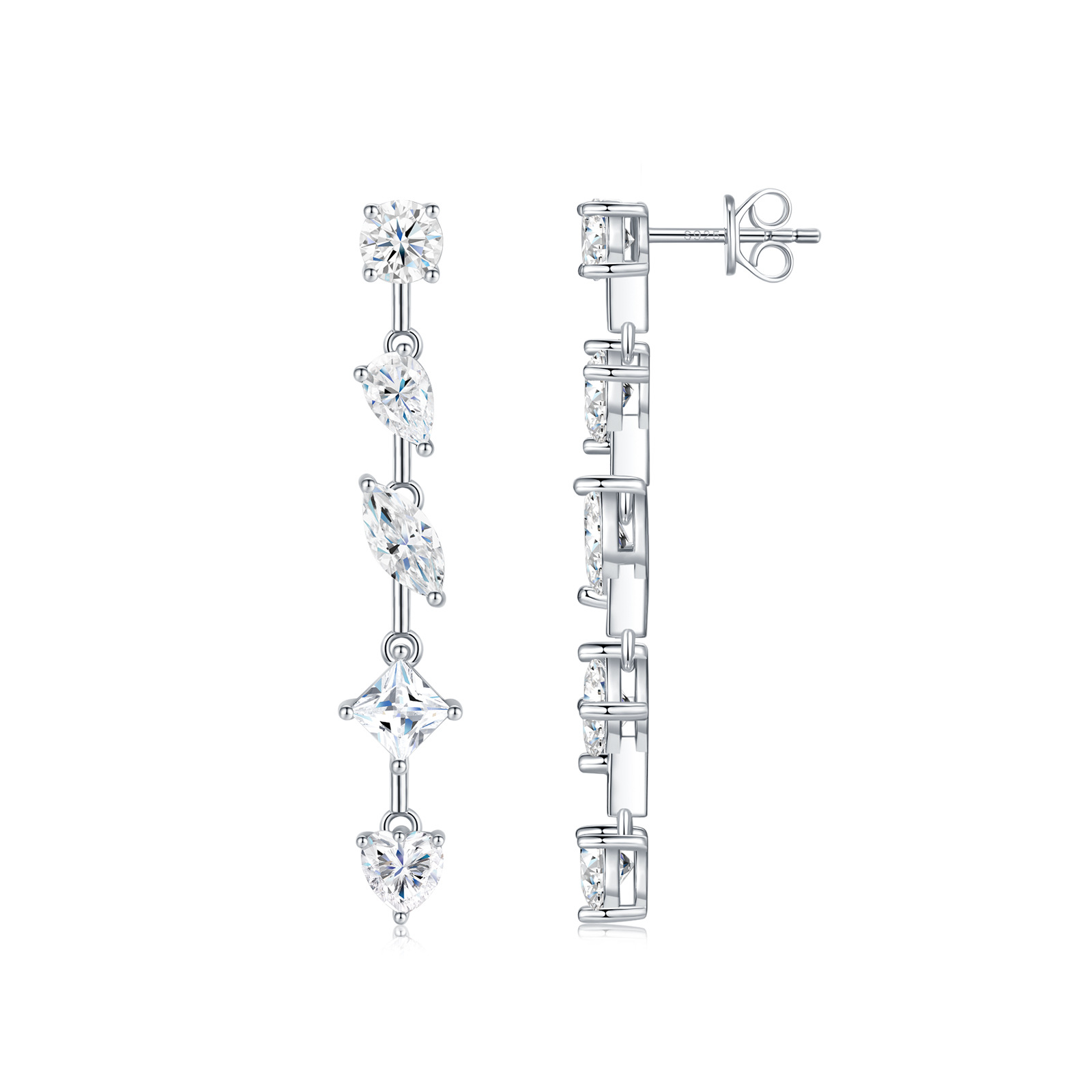 S925 Silver Pear-Shaped Moissanite Long Earrings