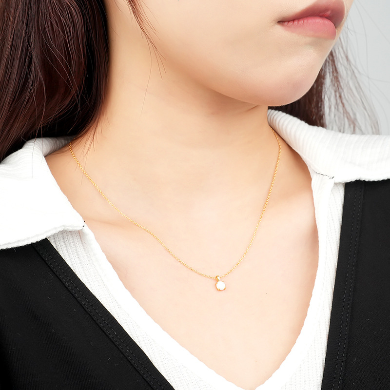 925 Sterling Silver Opal Necklace