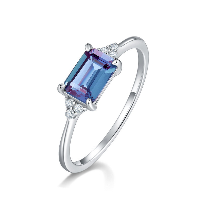 S925 Sterling Silver Simple Alexandrite Ring