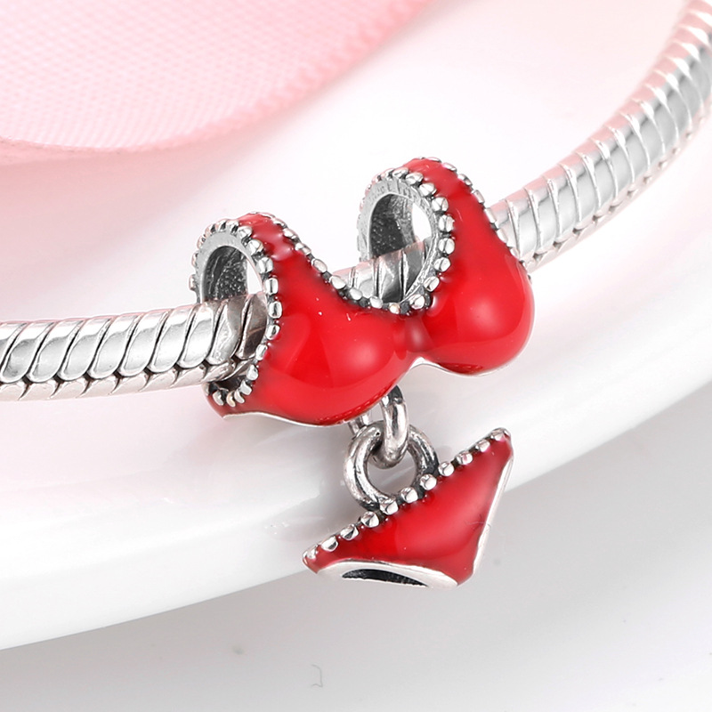 S925 Sterling Silver Red Bikini Swimsuit Bead Pendant