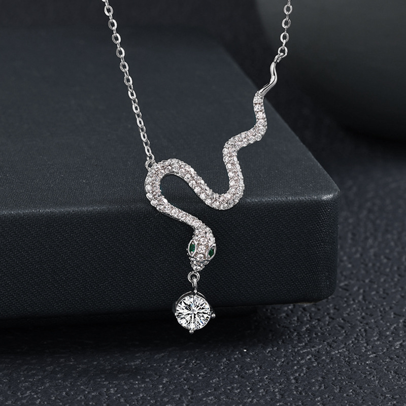 S925 Sterling Silver Moissanite Snake Necklace