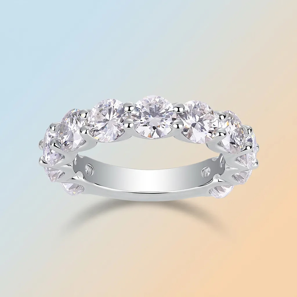 S925 Sterling Silver Moissanite Eternity Band