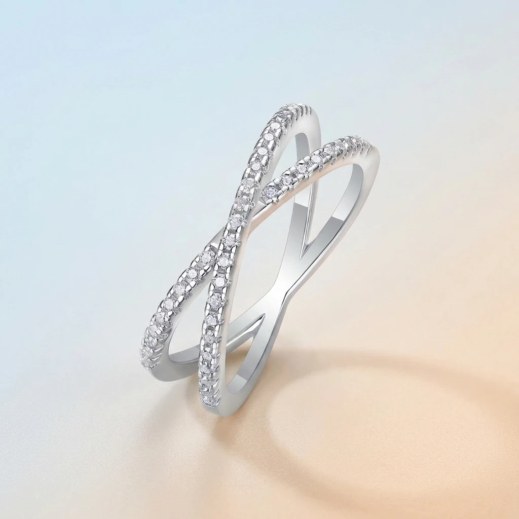 S925 Silver Intertwined Love Moissanite Ring