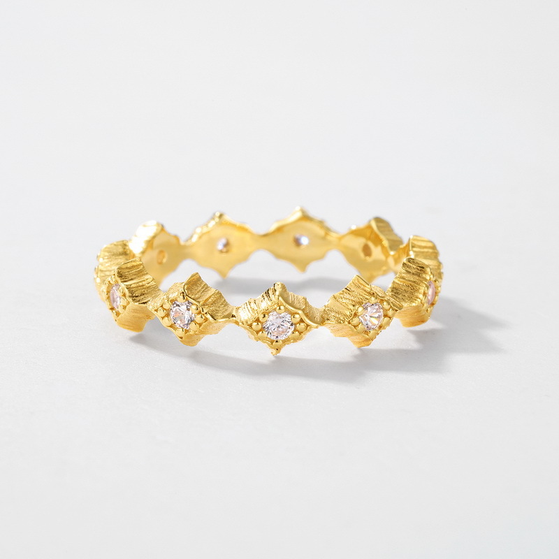 S925 Sterling Silver Gold-Plated Rhombus Zircon Inlaid Ring