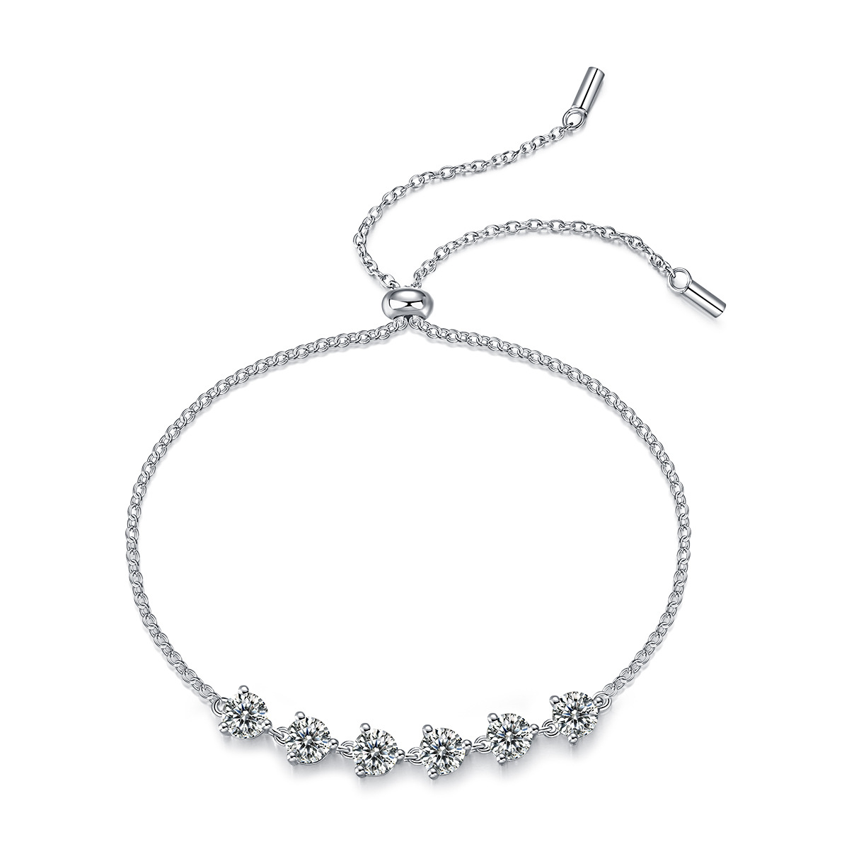 New S925 Silver Moissanite Bracelet with Dreamy Hues
