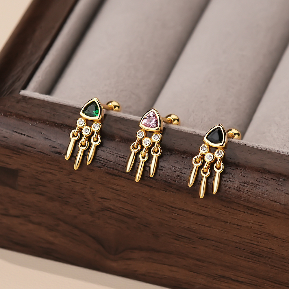 S925 Sterling Silver Zircon Stud Earrings
