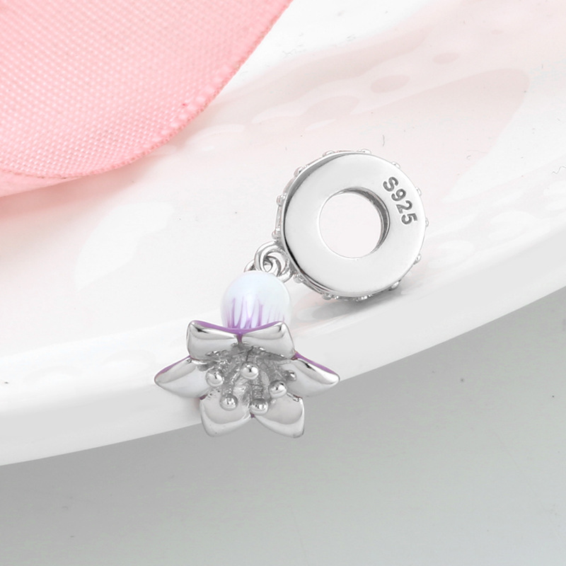 S925 Sterling Silver Purple White Gradient Flower Zircon Pendant