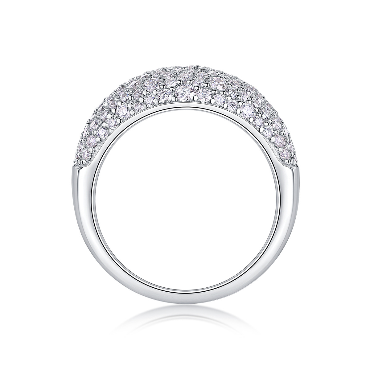 S925 Silver Ring Fully Paved with Moissanite