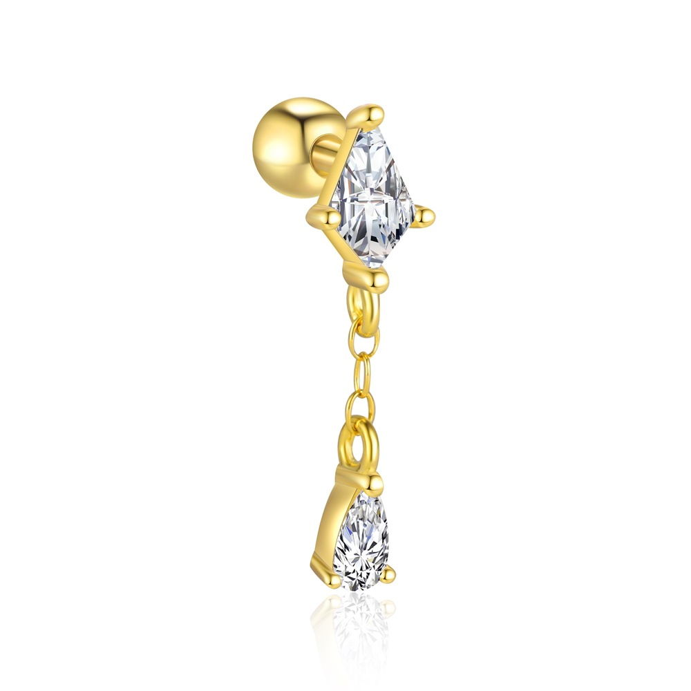 S925 Sterling Silver Geometric Zircon Stud Earrings