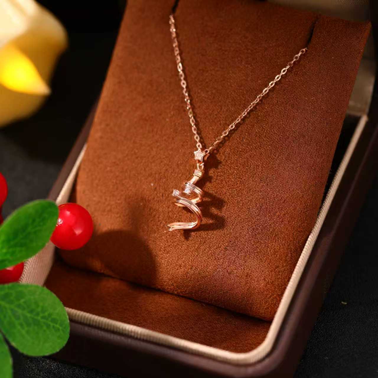 S925 Sterling Silver Sparkling Star "Wishing Tree" Necklace