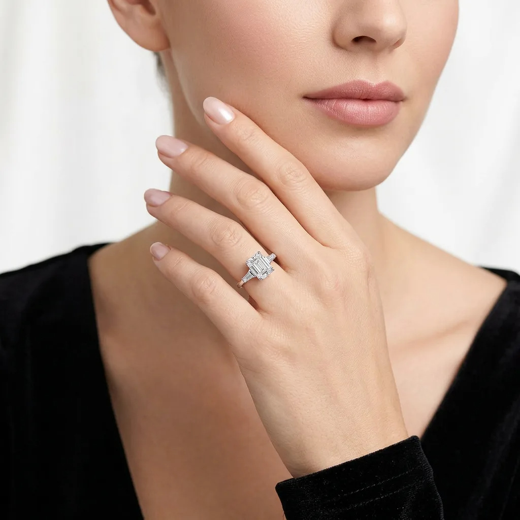 S925 Silver Statement Moissanite Stackable Ring