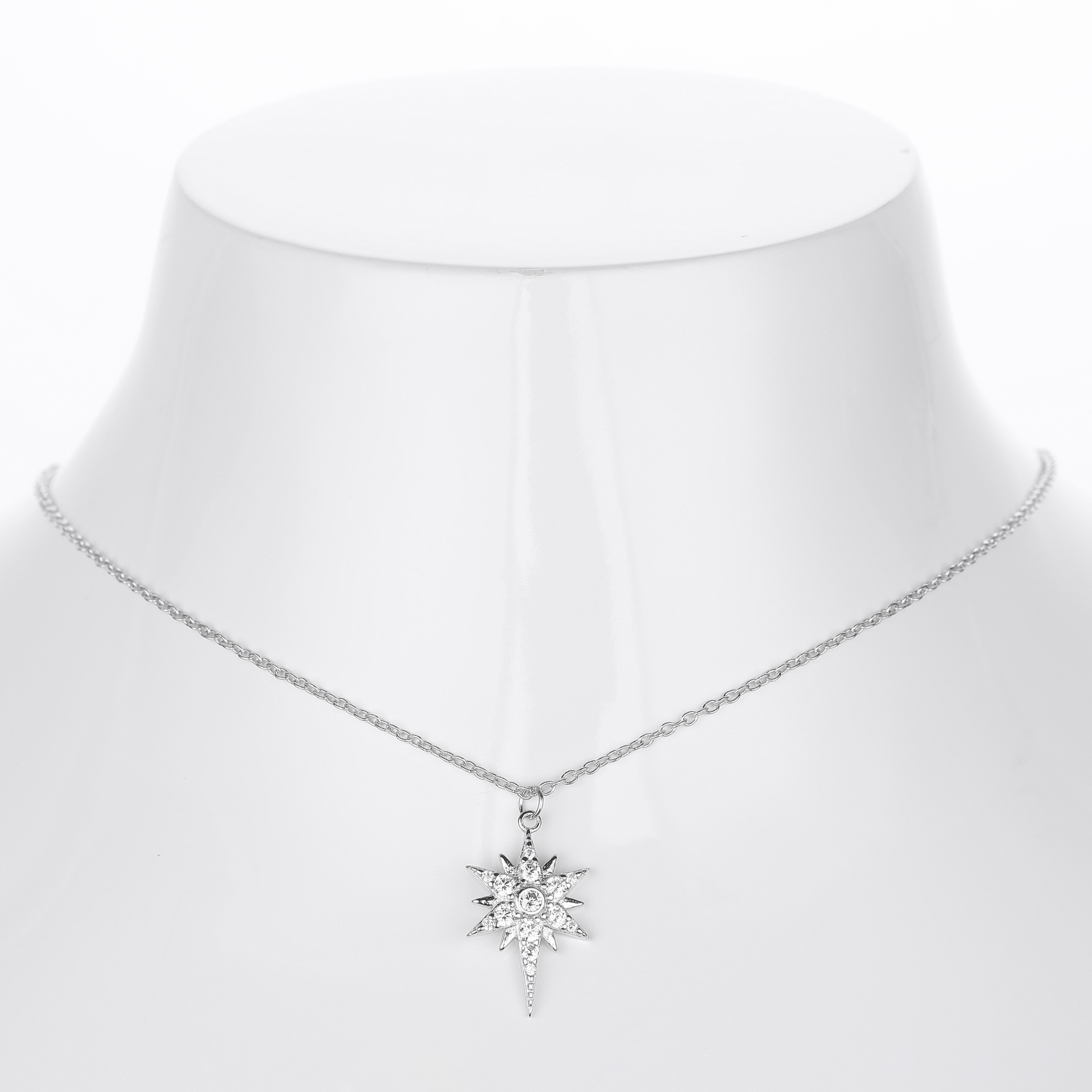 S925 Sterling Silver Zircon Star Necklace