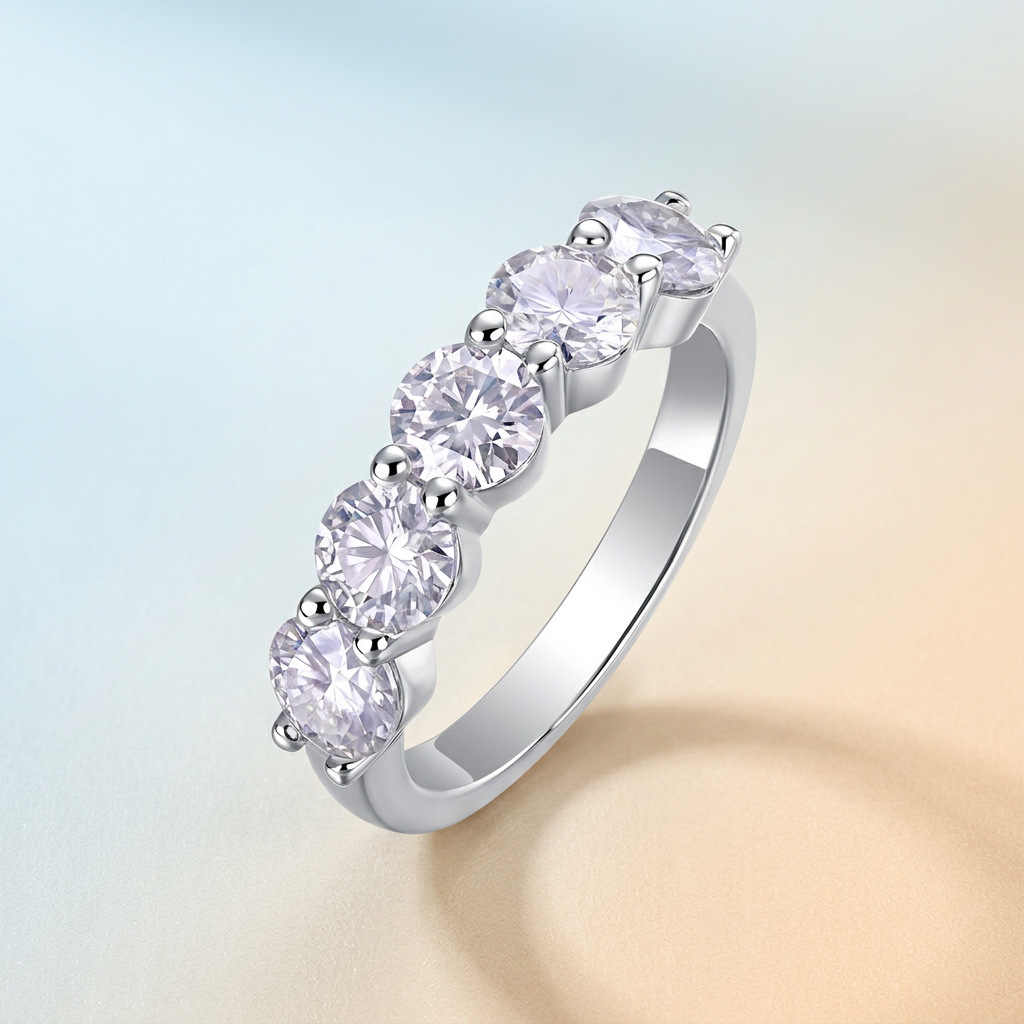 S925 Sterling Silver Moissanite Eternity Band