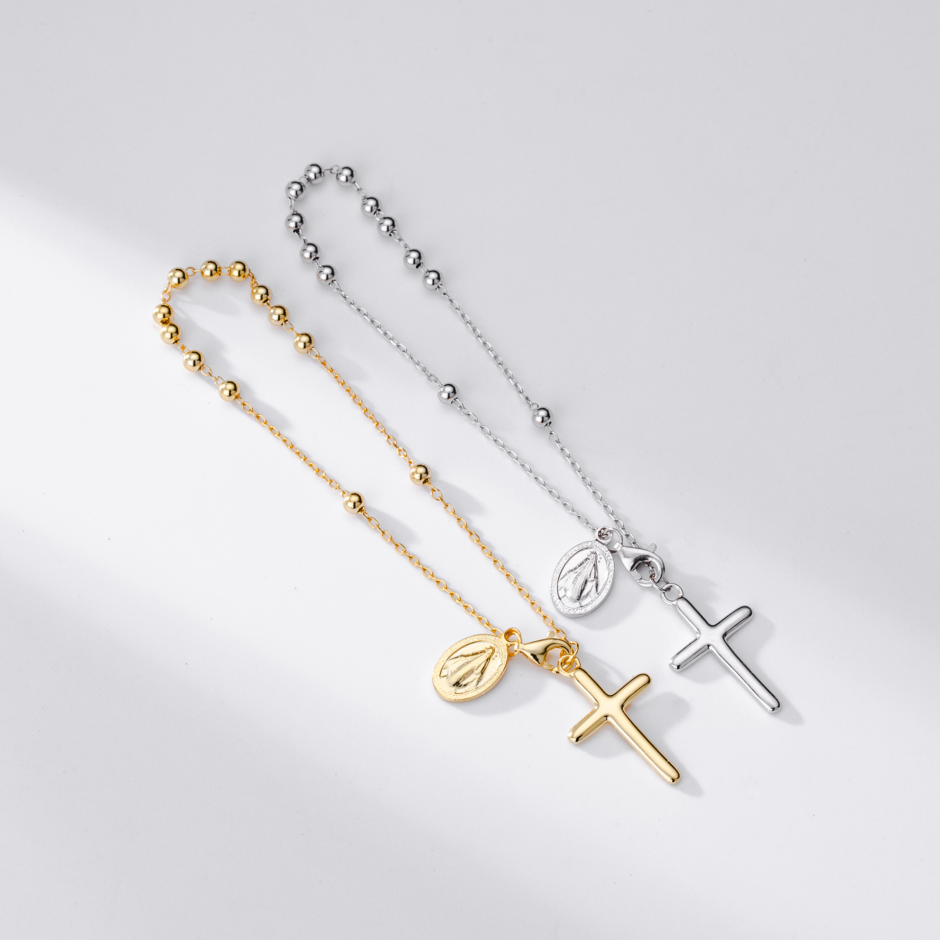 S925 Sterling Silver Rosary Cross Bracelet