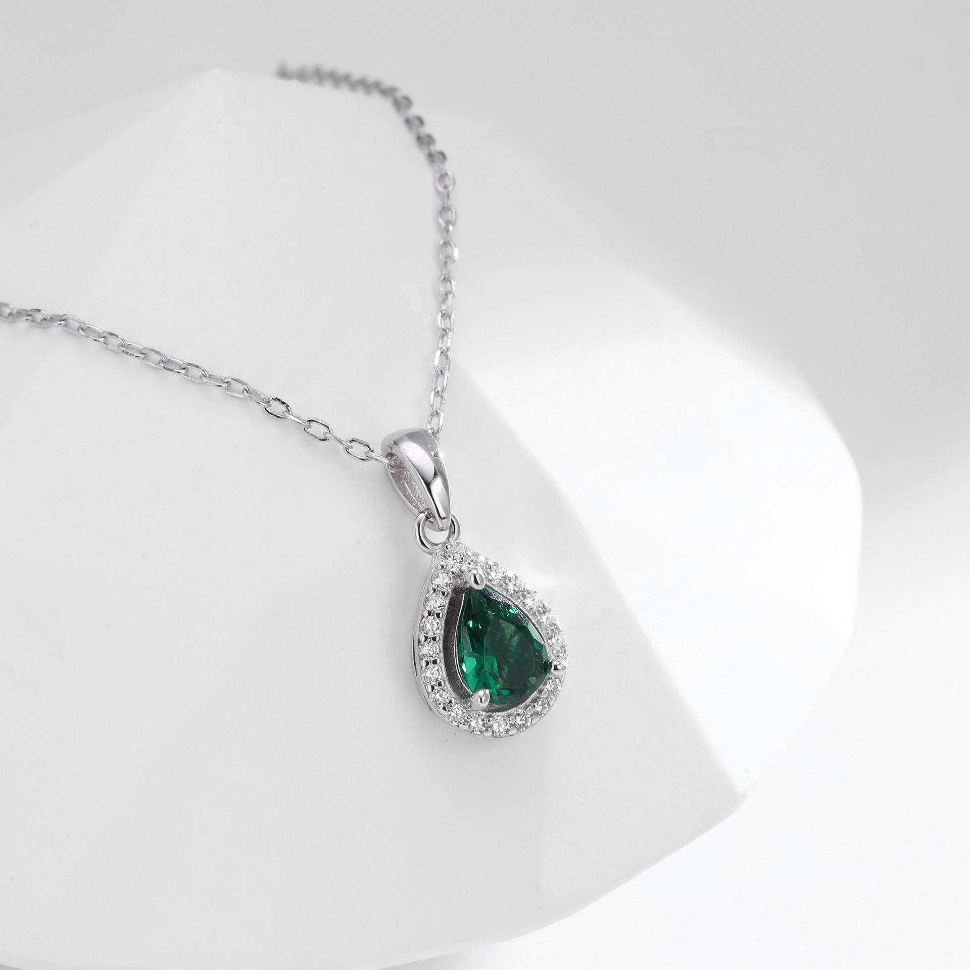 European and American style double-layer zircon earrings and light luxury zircon necklace