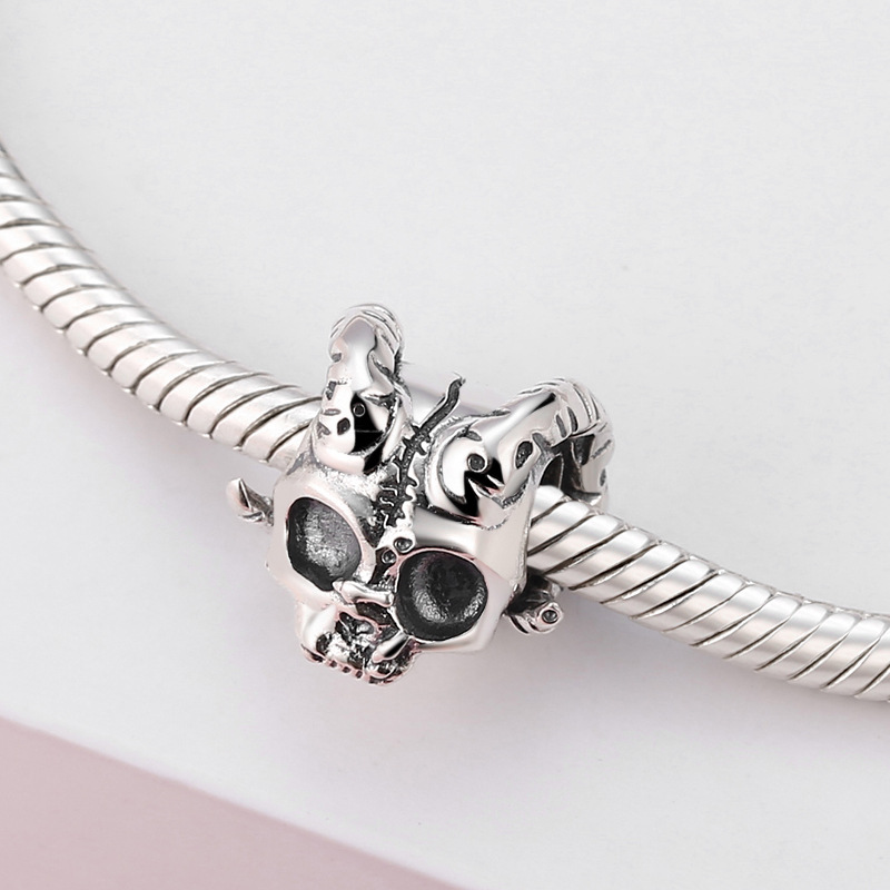 S925 Sterling Silver Gothic Skull Goat Head Pendant