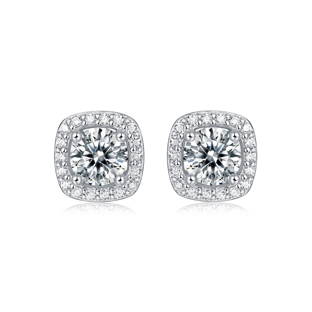 S925 Silver Square Moissanite "Chanel-Style" Stud Earrings