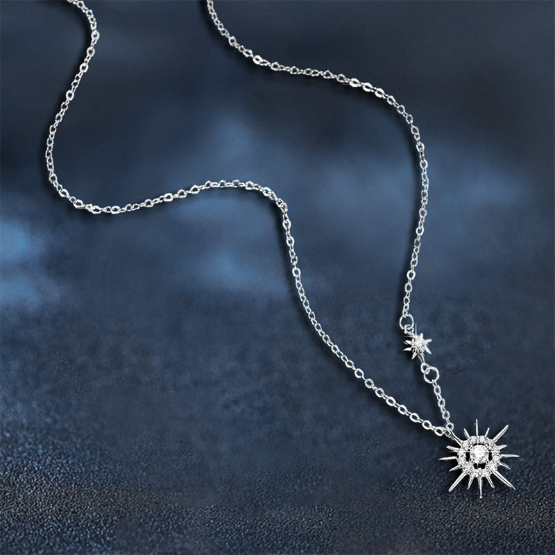 S925 Sterling Silver Moissanite Sun Pendant Necklace