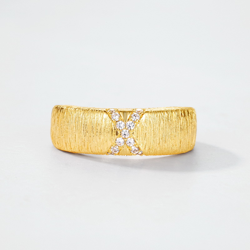 S925 Sterling Silver Gold Plated Zircon Inlaid Ring