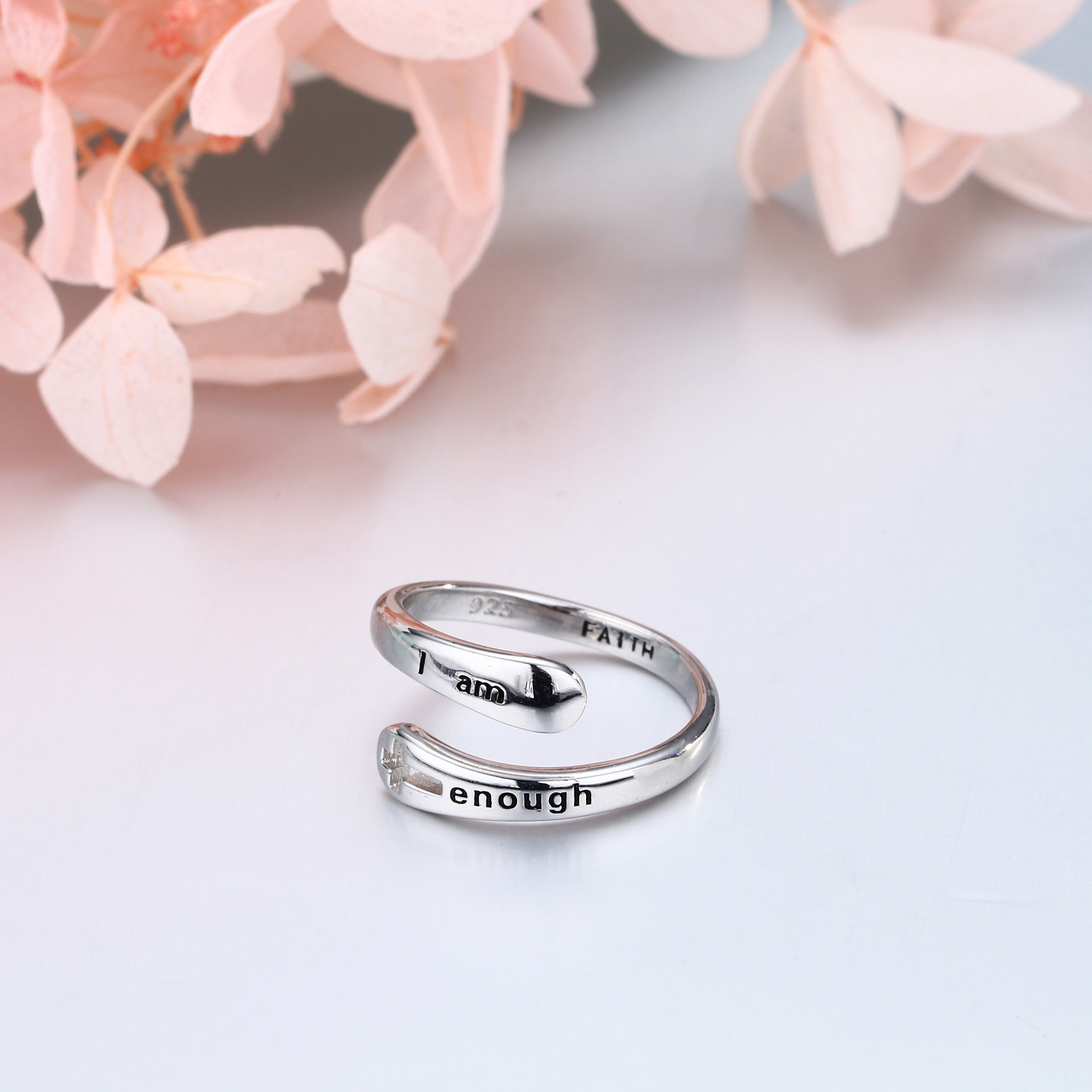S925 Sterling Silver Openwork Cross Ring