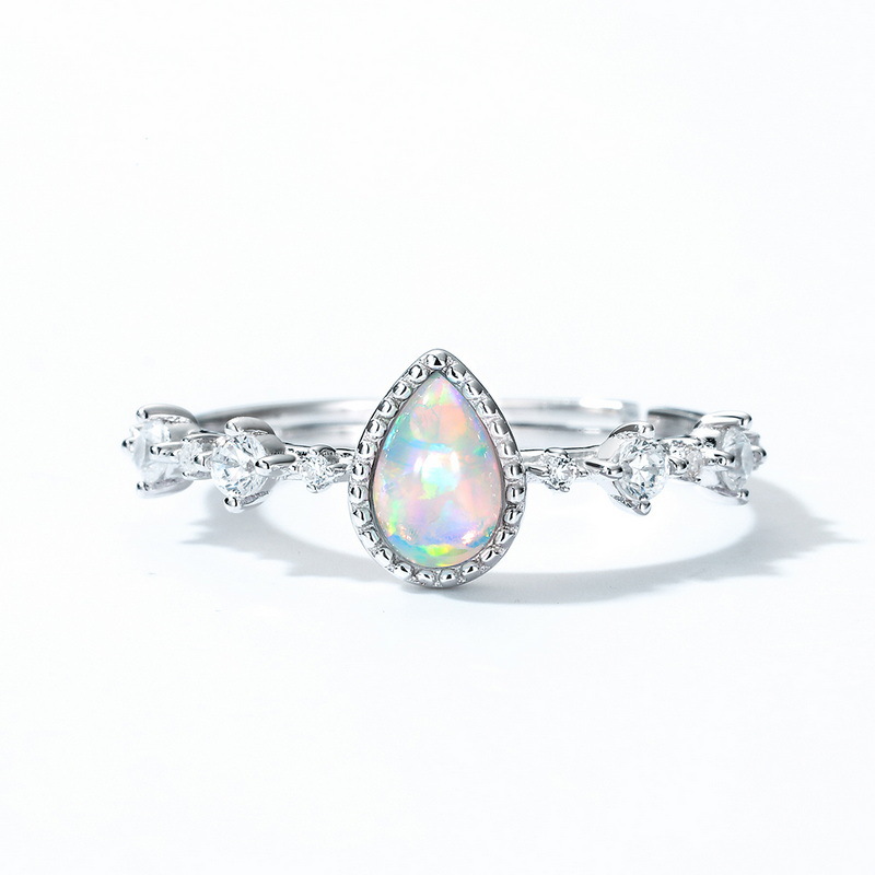 S925 Sterling Silver Synthetic Opal Ring