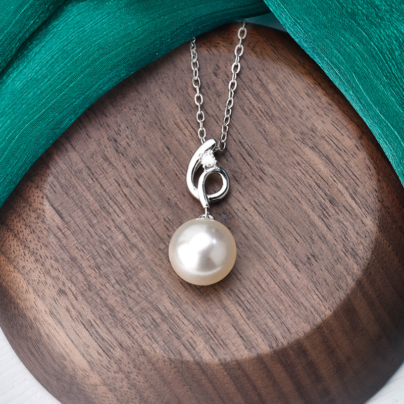 S925 Sterling Silver Moissanite Pearl Pendant Necklace