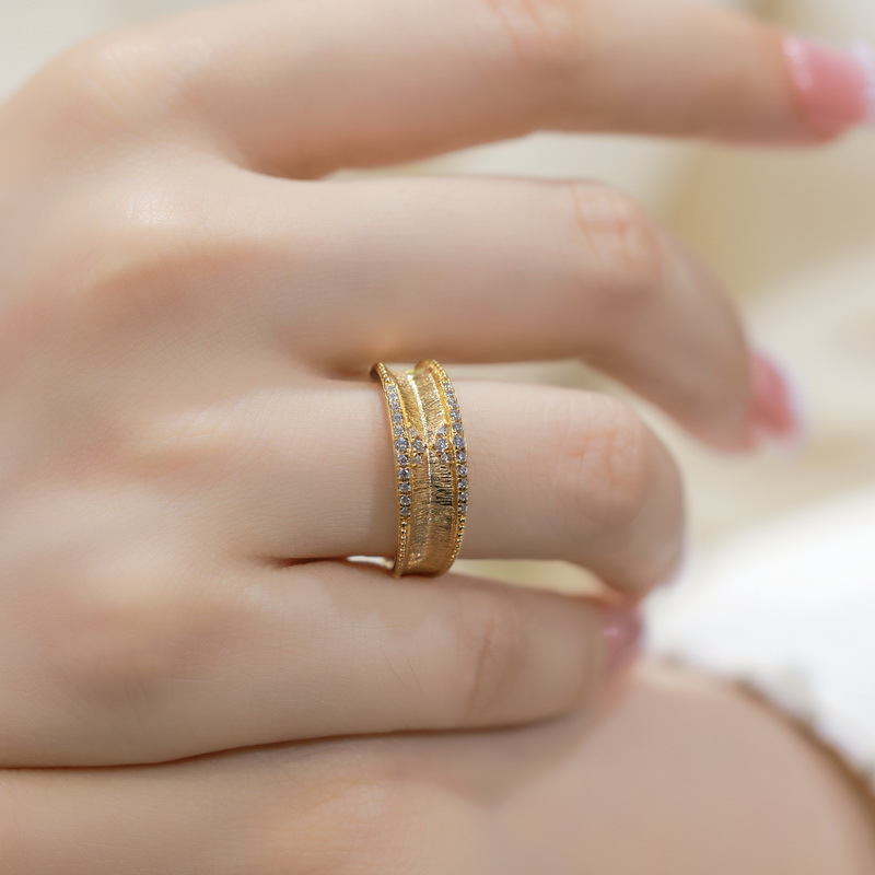 S925 Sterling Silver Gold-Plated Bohemian Vintage Style Zircon Ring