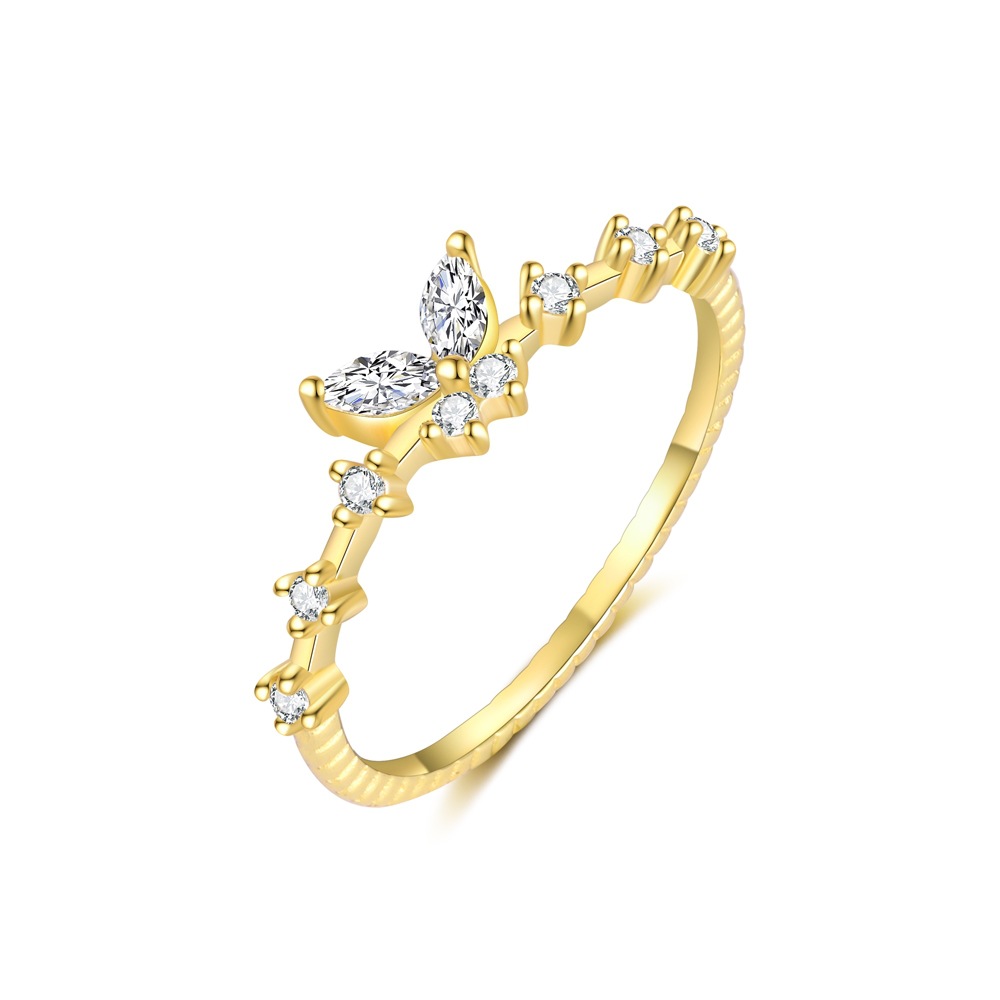 S925 Sterling Silver Open Ring with Sparkling Zirconia