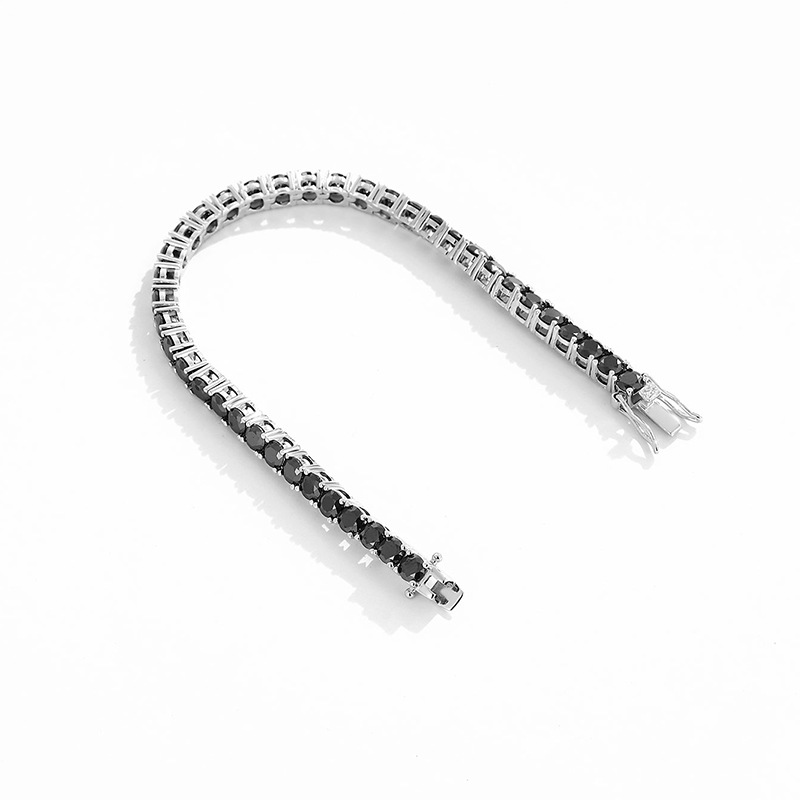S925 Sterling Silver Black Moissanite Tennis Chain