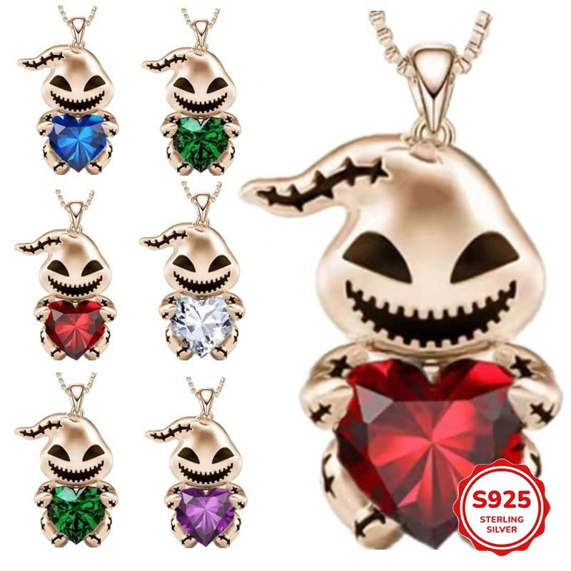 S925 Silver Halloween Baby Devil Heart Necklace