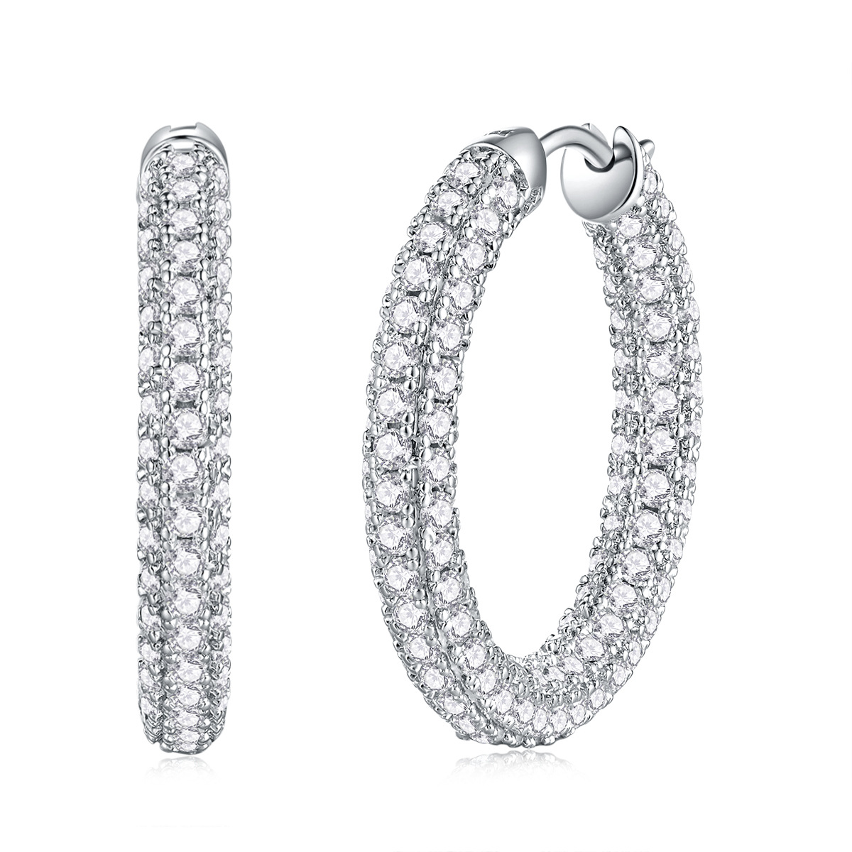 S925 Sterling Silver Moissanite Large Hoop Earrings