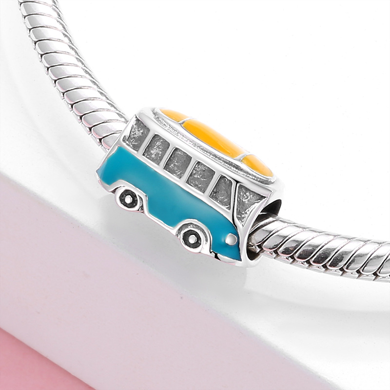 S925 Sterling Silver Vintage Minibus Pendant