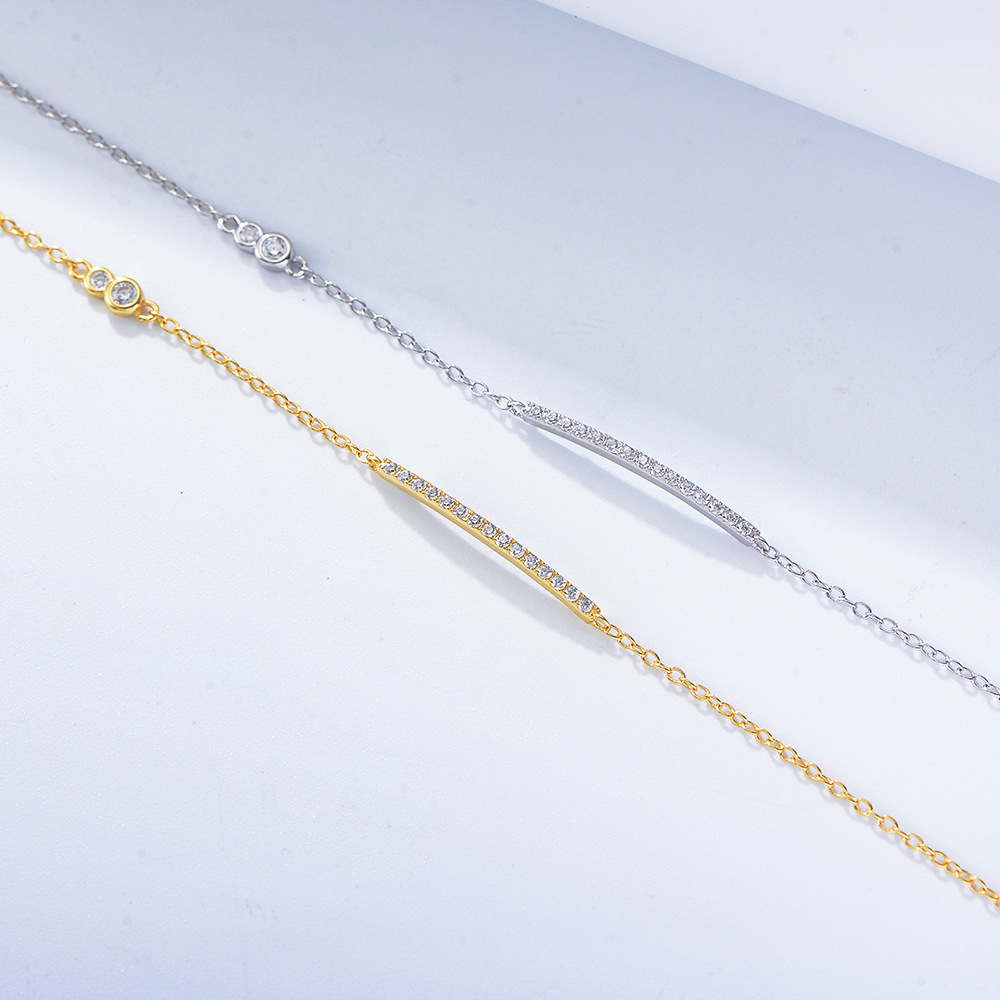 S925 Sterling Silver Simple Zircon Inlaid Bracelet