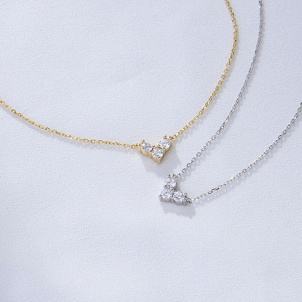 S925 Sterling Silver Zircon Diamond-Embedded Loving Heart Necklace