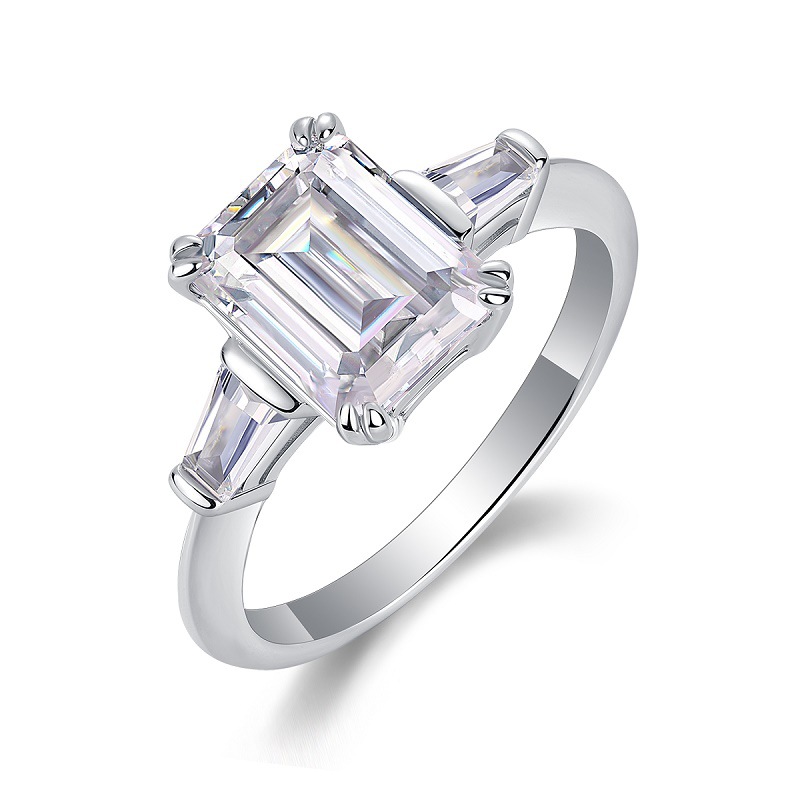 S925 Silver Statement Moissanite Stackable Ring