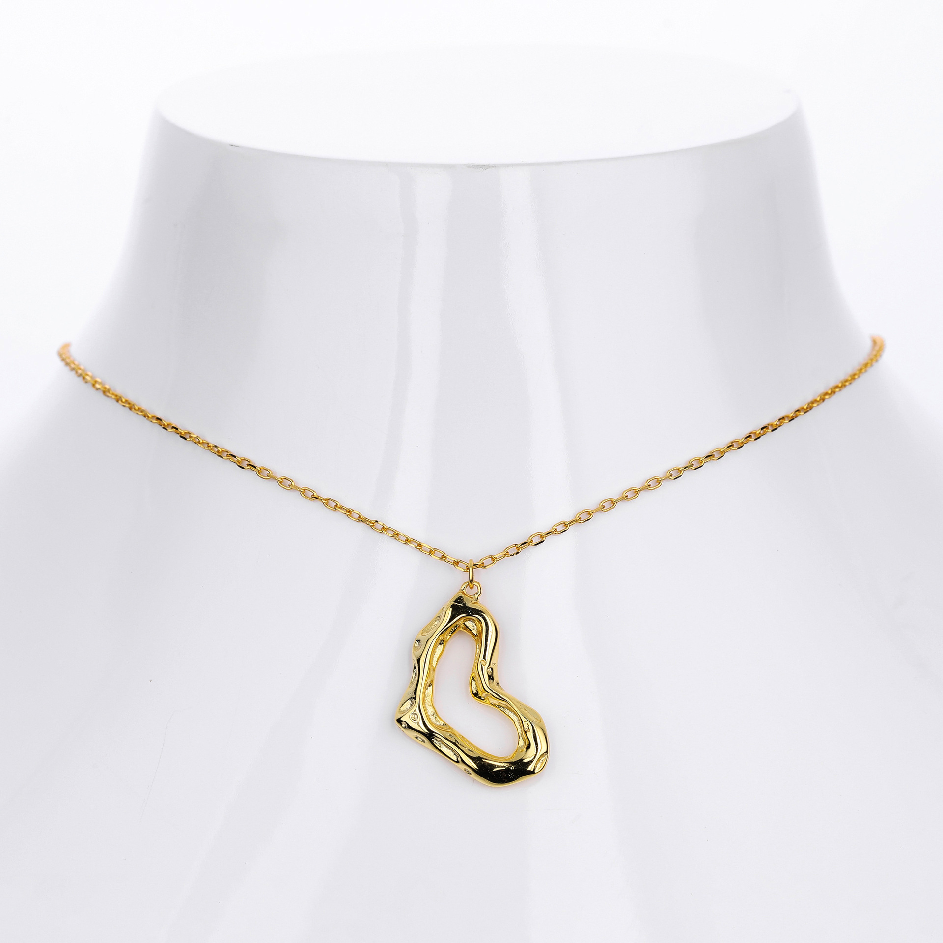 S925 Sterling Silver Irregular Wrinkles Heart Necklace
