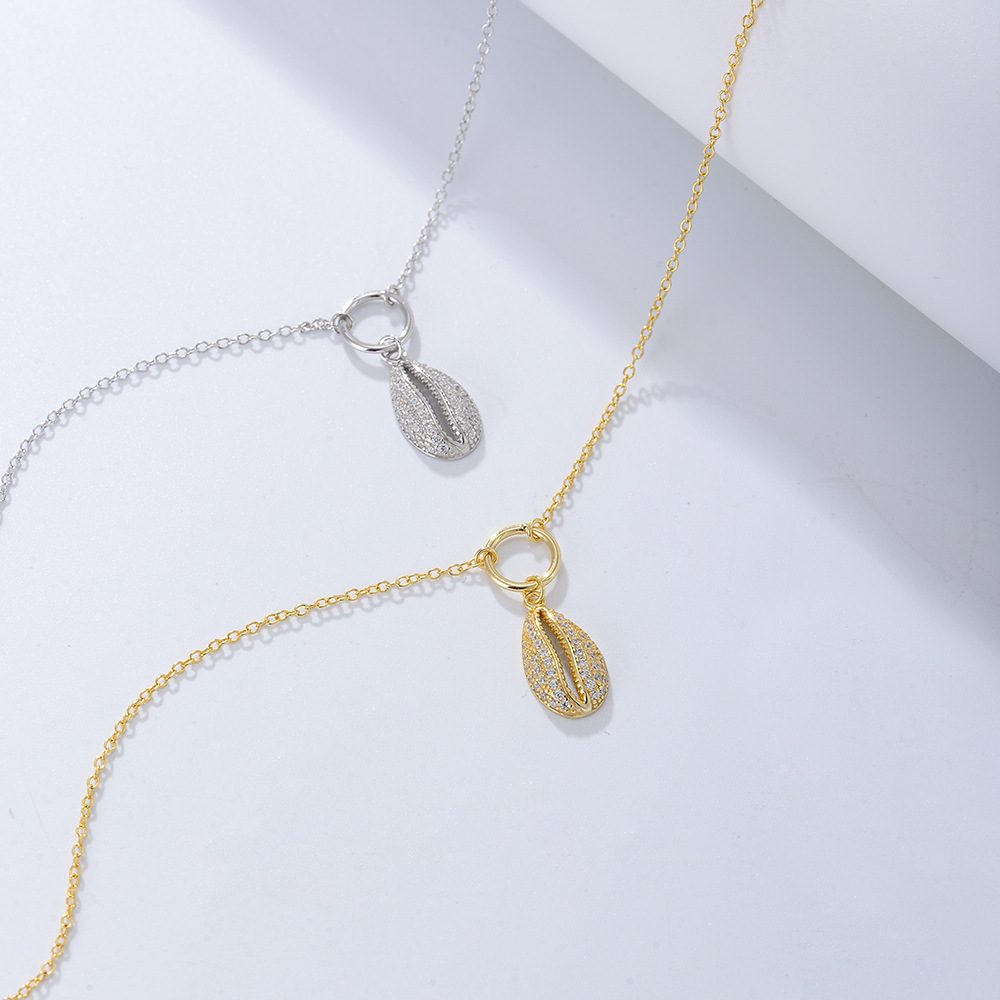 S925 Sterling Silver Simple Graceful Geometric Shell-Shaped Zircon Anklet