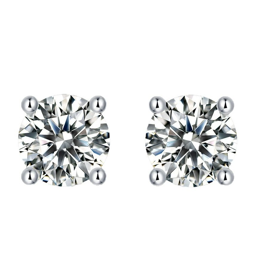 S925 Silver Moissanite Heart-Shaped Four-Prong Stud Earrings