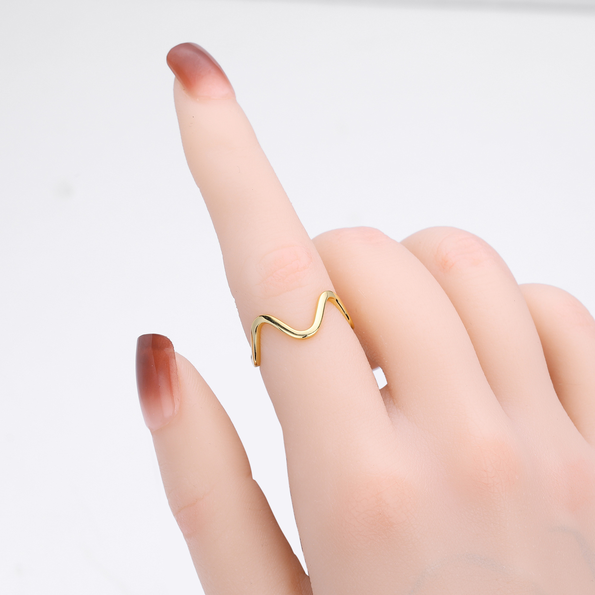 S925 Sterling Silver Ring, Stylish and Simple Wavy Lines