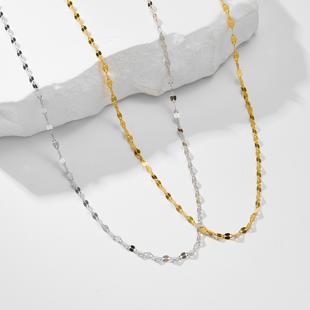 S925 Silver 18K Gold Plating Tile Choker Necklace